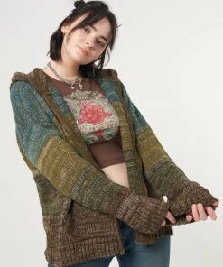 Minga London Iris Zip Up Hood Knit Cardigan