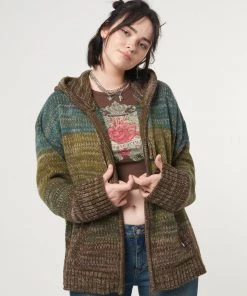 Minga London Iris Zip Up Hood Knit Cardigan