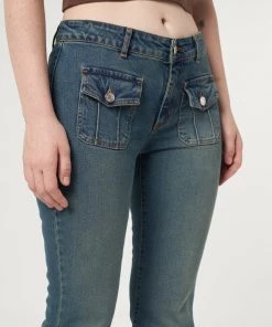 Minga London Jade Overdye Front Pocket Flare Jeans Most Wanted