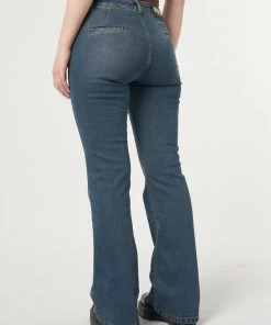 Minga London Jade Overdye Front Pocket Flare Jeans Most Wanted