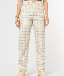 Minga London Joy Check Denim Mom Jeans Clothing