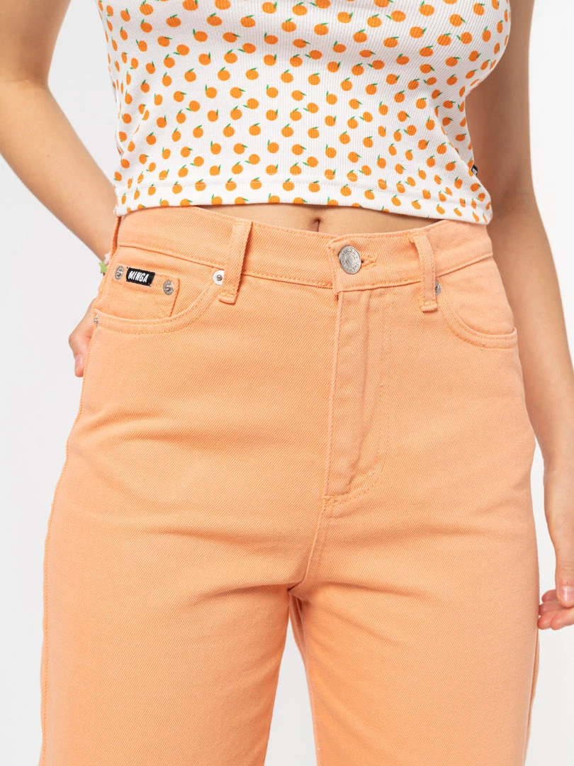 Minga London Juicy Orange Denim Mom Jeans Clothing