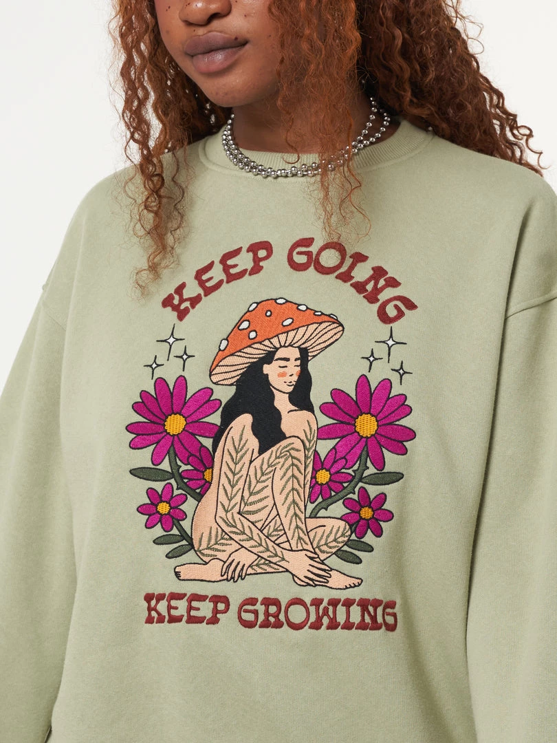 Minga London Keep Growing Mushroom Girl Sweater Clothing