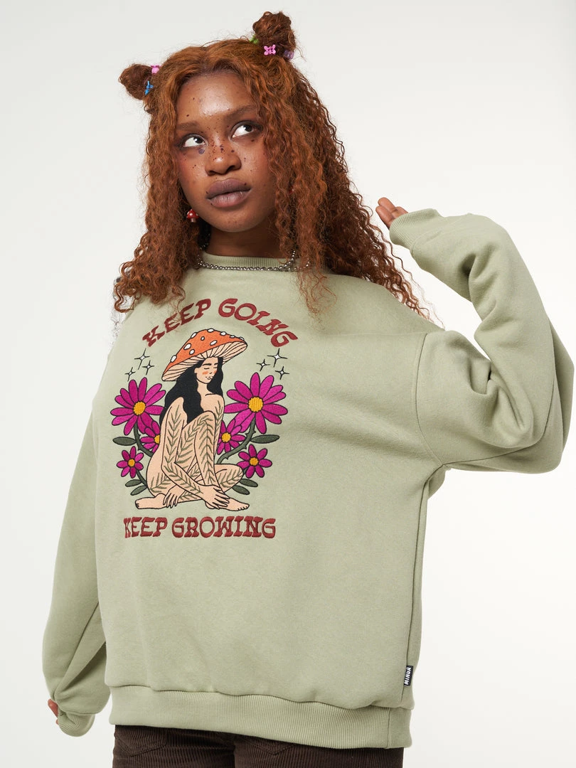 Minga London Keep Growing Mushroom Girl Sweater Clothing