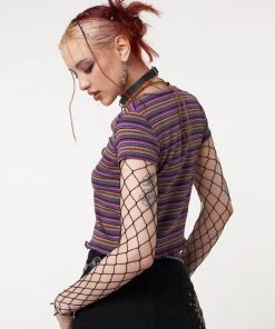 Minga London Most Wanted Lily Striped Tie Front Crop Top