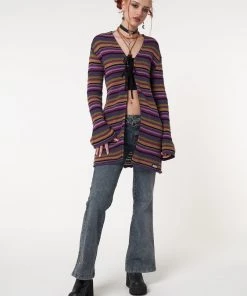 Minga London Most Wanted Luna Striped Tie Front Knit Cardigan