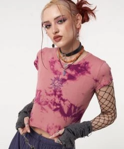 Minga London Clothing Mystic Sun Tie Dye Crop T-Shirt