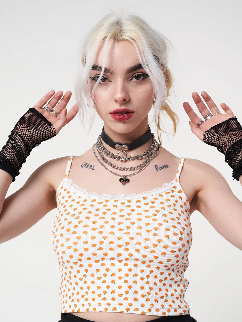 Minga London Orange Garden Lace Cami Top