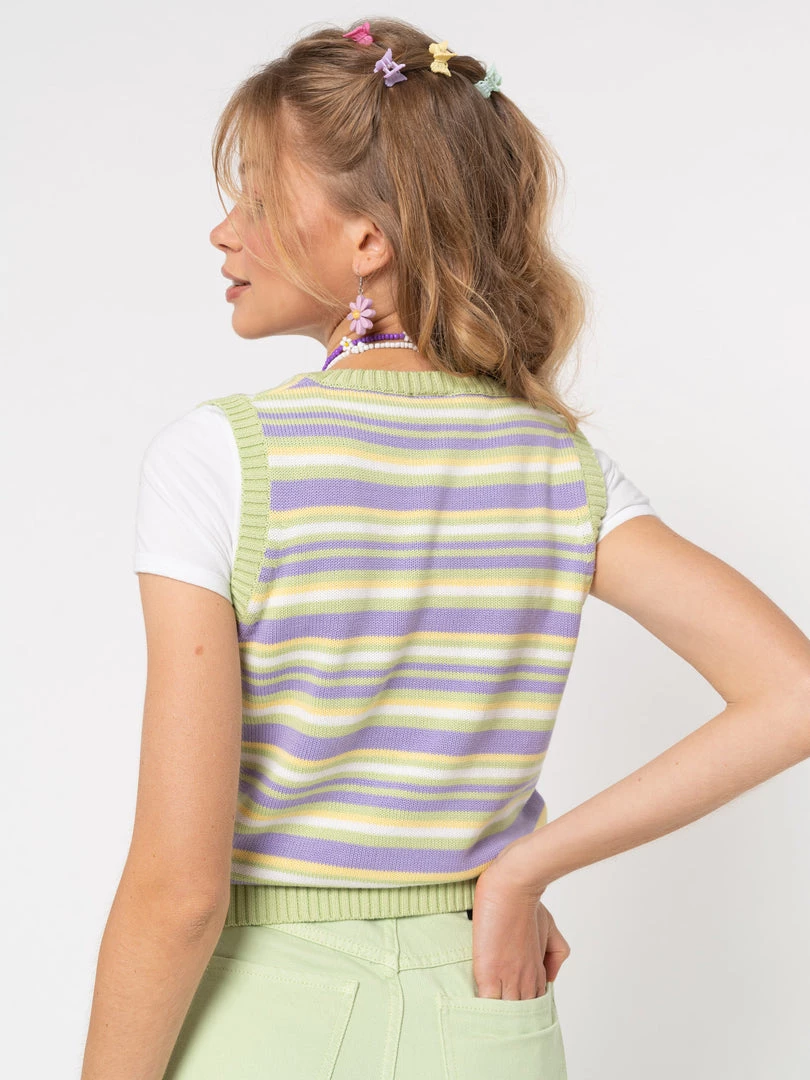 Minga London Pastel Striped Knit Sweater Vest Clothing