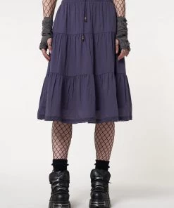 Minga London Purple Mist Ruffle Lace Midi Skirt Most Wanted