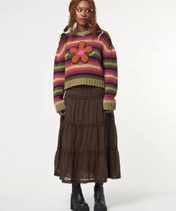Minga London Retro Flower Striped Knit Jumper