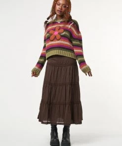 Minga London Retro Flower Striped Knit Jumper