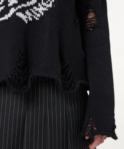 Minga London Skull Kid Black Distressed Jumper Clothing