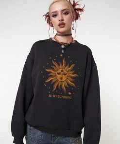 Minga London Solaris Black Embroidered Sweatshirt