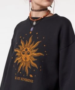 Minga London Solaris Black Embroidered Sweatshirt