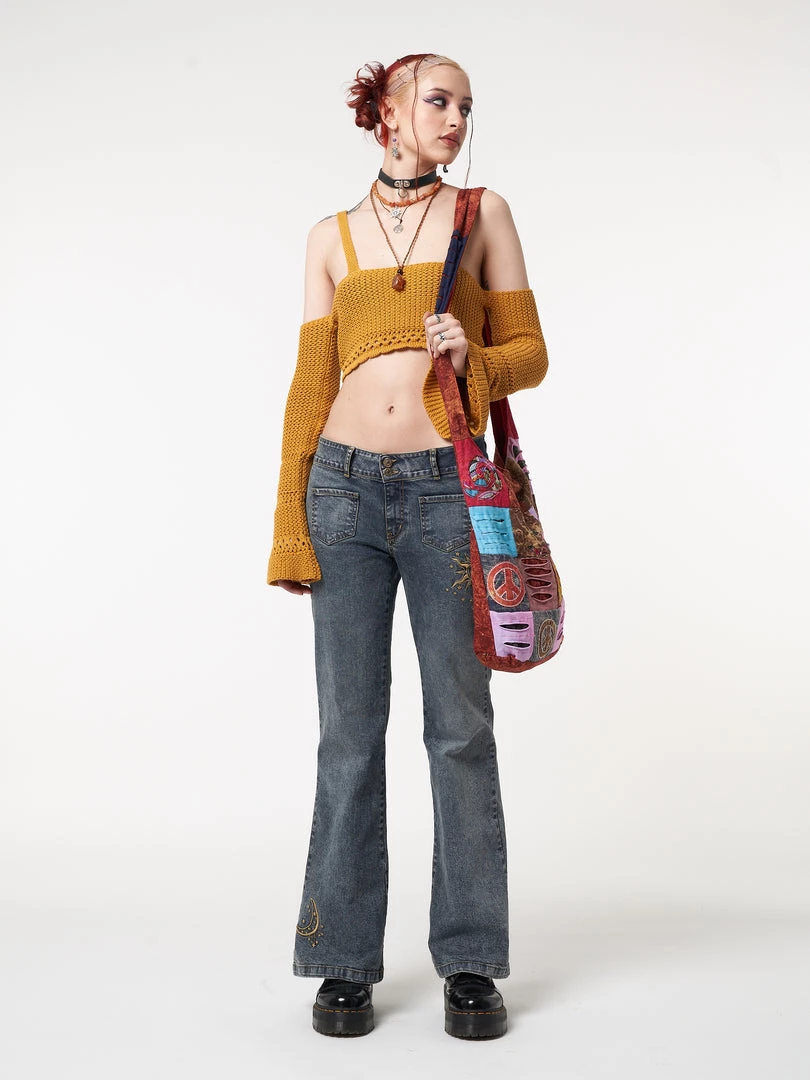 Minga London Most Wanted Stella Front Pocket Embroidered Flare Jeans