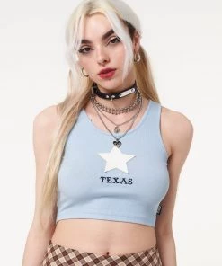 Minga London Texas Star Ribbed Vest Top Clothing