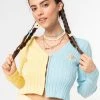 Minga London Clothing Two Tone Cropped Cardigan