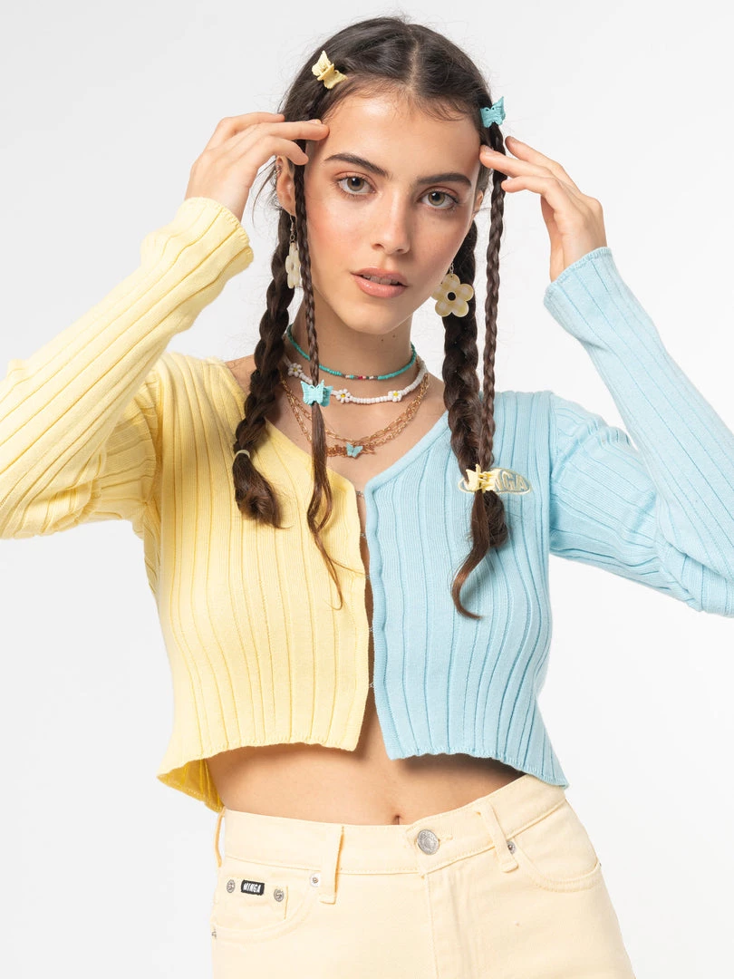Minga London Clothing Two Tone Cropped Cardigan
