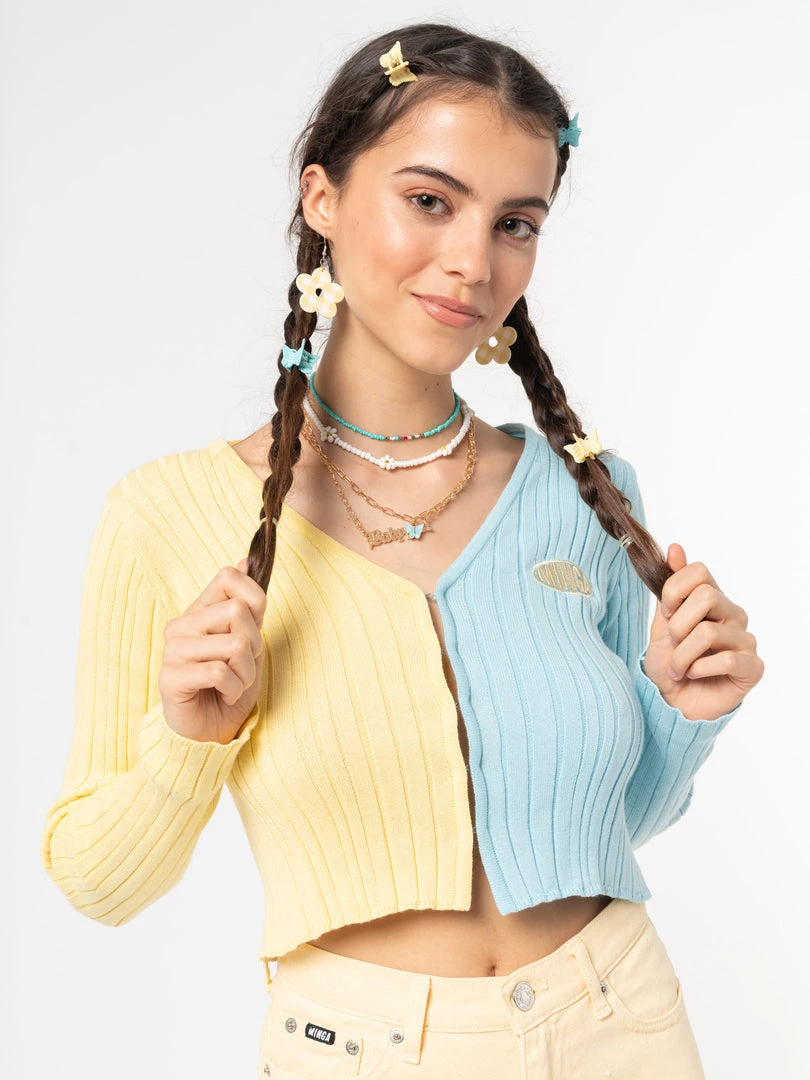 Minga London Clothing Two Tone Cropped Cardigan