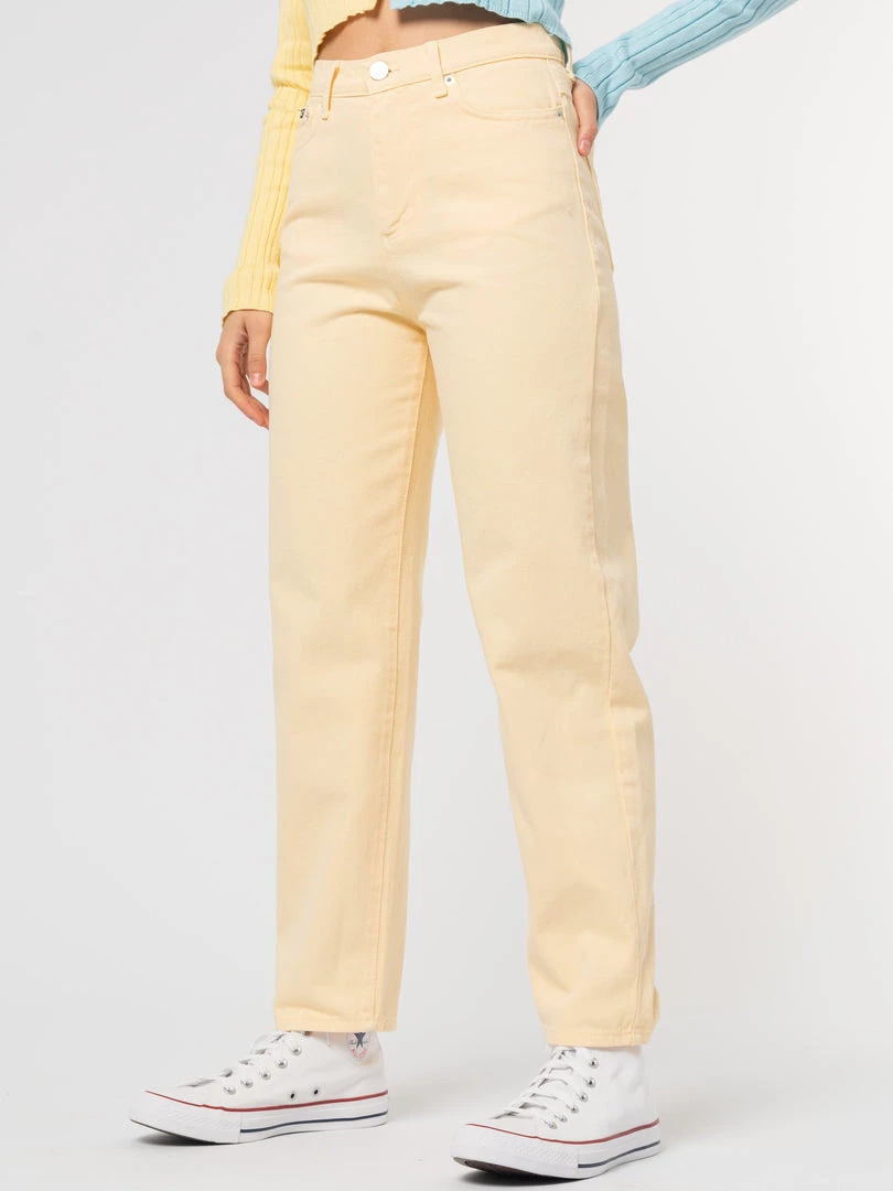 Minga London Vanilla Yellow Denim Mom Jeans Clothing