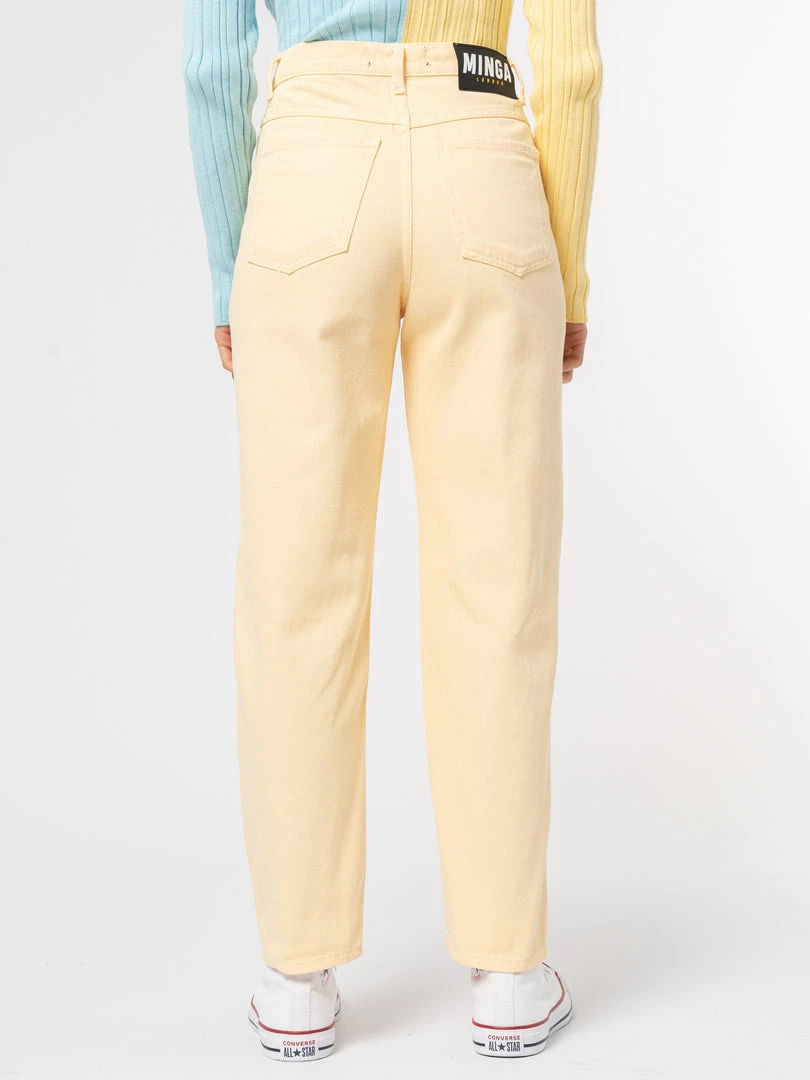 Minga London Vanilla Yellow Denim Mom Jeans Clothing