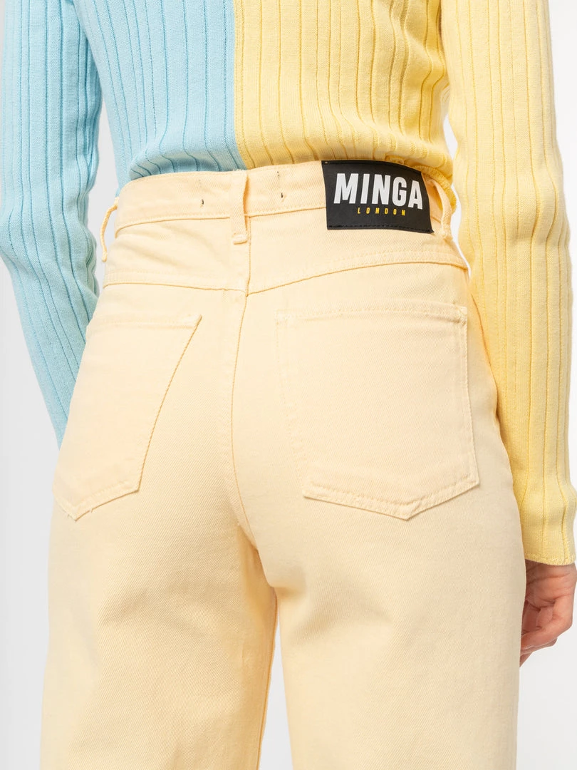 Minga London Vanilla Yellow Denim Mom Jeans Clothing