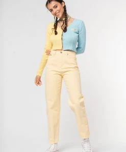 Minga London Vanilla Yellow Denim Mom Jeans Clothing