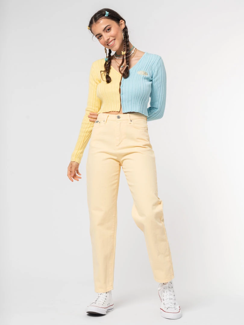 Minga London Vanilla Yellow Denim Mom Jeans Clothing