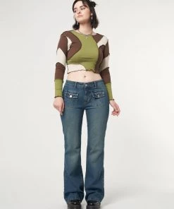 Minga London Clothing Wave Patchwork Crop Top