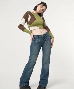 Minga London Clothing Wave Patchwork Crop Top