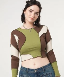 Minga London Clothing Wave Patchwork Crop Top