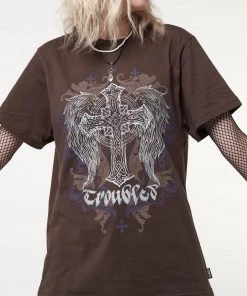 Minga London Winged Cross Brown T-shirt
