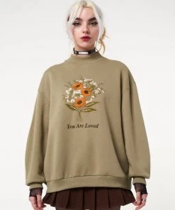 Minga London Clothing You Are Loved Flower Bouquet High Neck Sweater