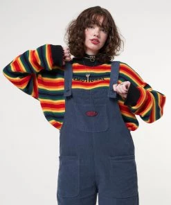 Minga London Most Wanted Minga X Strangervinyl Blue Corduroy Relaxed Dungarees
