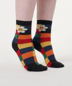 Minga London Minga X Strangervinyl Happy Flower Rainbow Check Socks Clothing
