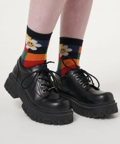 Minga London Minga X Strangervinyl Happy Flower Rainbow Check Socks Clothing