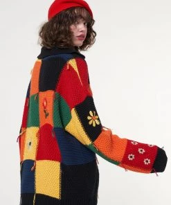 Minga London Minga X Strangervinyl Rainbow Patchwork Cardigan