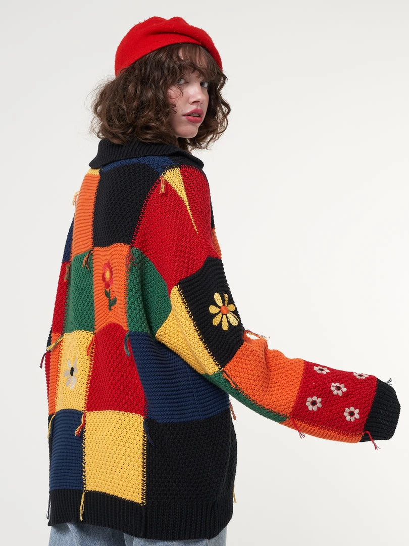 Minga London Minga X Strangervinyl Rainbow Patchwork Cardigan