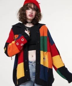 Minga London Minga X Strangervinyl Rainbow Patchwork Cardigan
