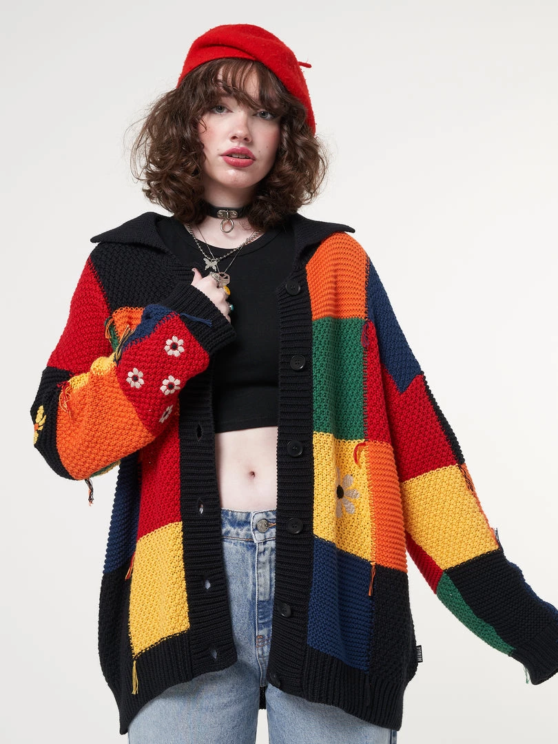 Minga London Minga X Strangervinyl Rainbow Patchwork Cardigan
