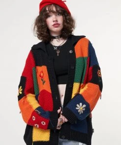 Minga London Minga X Strangervinyl Rainbow Patchwork Cardigan