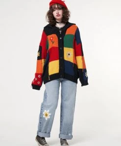 Minga London Minga X Strangervinyl Rainbow Patchwork Cardigan
