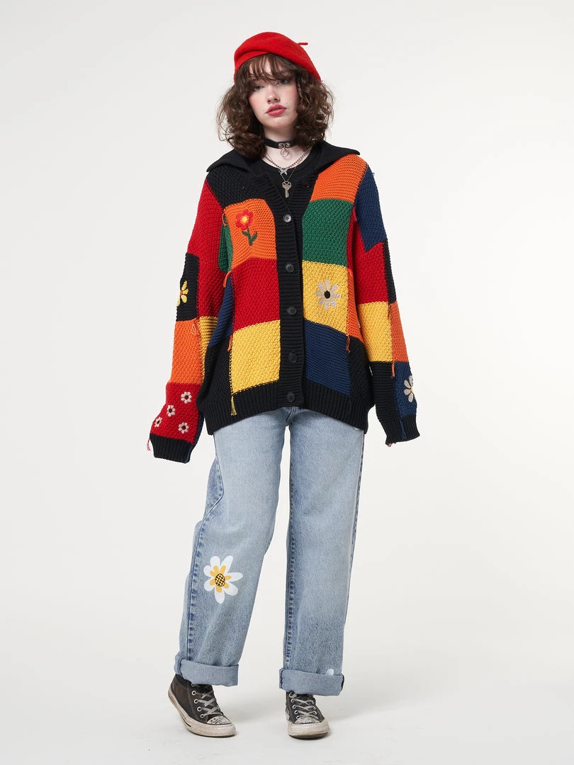 Minga London Minga X Strangervinyl Rainbow Patchwork Cardigan