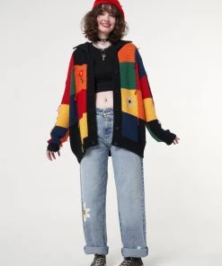Minga London Minga X Strangervinyl Rainbow Patchwork Cardigan