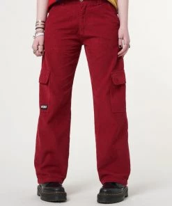 Minga London Minga X Strangervinyl Red Corduroy Cargo Pants Clothing