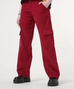 Minga London Minga X Strangervinyl Red Corduroy Cargo Pants Clothing