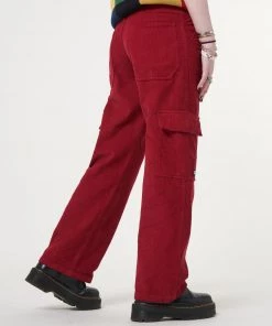 Minga London Minga X Strangervinyl Red Corduroy Cargo Pants Clothing