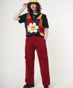 Minga London Minga X Strangervinyl Red Corduroy Cargo Pants Clothing