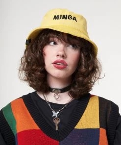 Minga London Minga X Strangervinyl Yellow Corduroy Bucket Hat Clothing